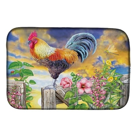 Carolines Treasures Carolines Treasures PRS4063DDM 14 x 21 in. Rooster Barnyard Morning Dish Drying Mat PRS4063DDM